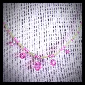 Rose and Lime Crystal Dangle Choker Necklace